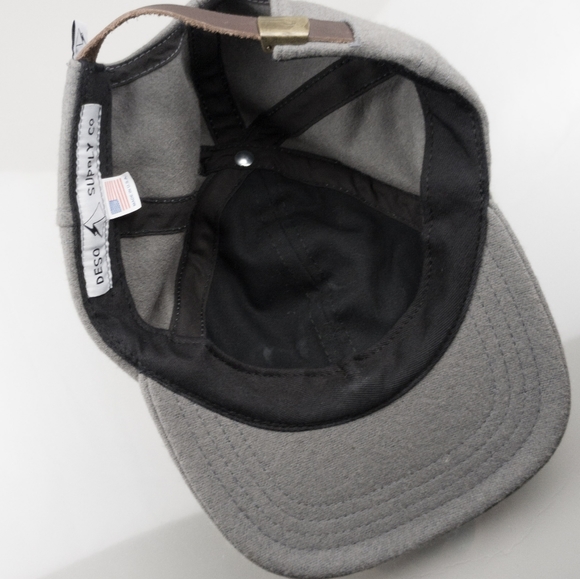 DESO Supply Co Hat Cap USA Adjustable Leather Strap Gray & Red Unisex - Picture 5 of 8